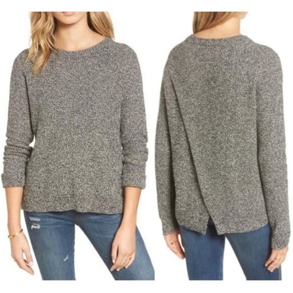 Madewell Province Cross-Back Pullover Sweater Cotton Blend Soft Marled Gray M - Picture 2 of 16